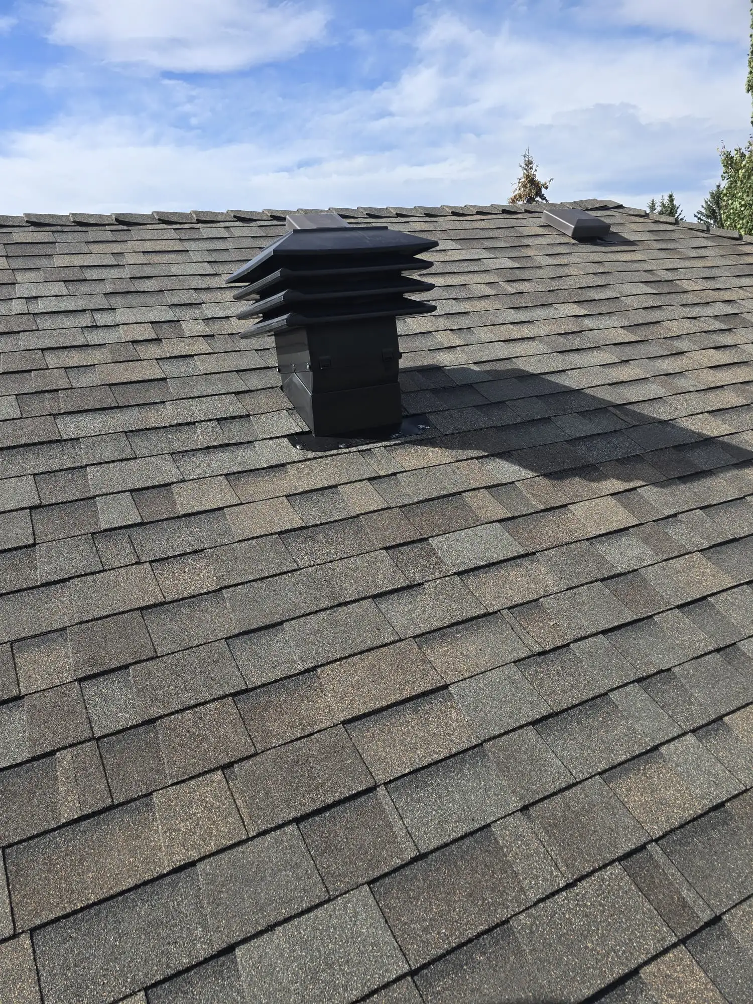 Upgraded roof ventilation with a Maxi-Vent 301 on Class 4 shingles in Calgary, AB