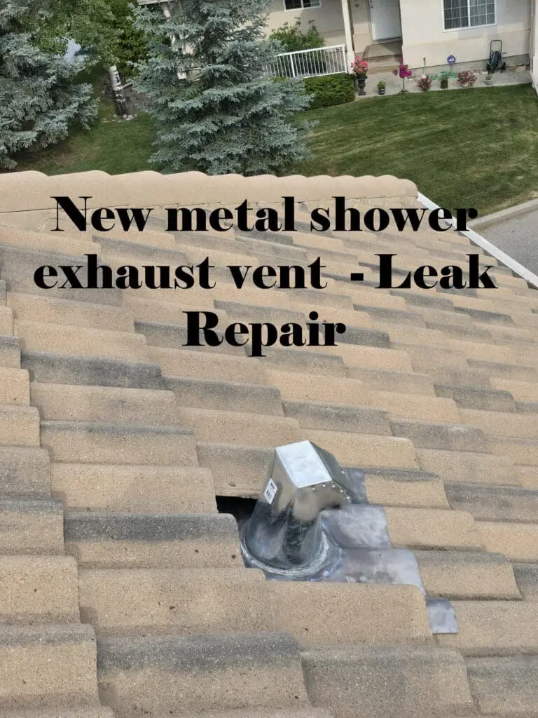 Concrete tile roof leak repair - replacement of exhaust vent (gooseneck)