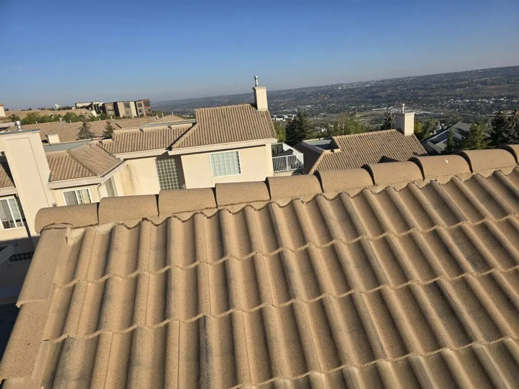 new concrete tile roof calgary. View of ridge cap tiles